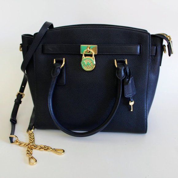 Michael Kors Hamilton Navy Blue Large Leather Satchel with Removable Strap - Picture 6 of 15